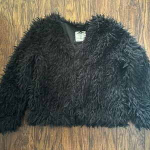 Girls H&M black fluffy cardigan 10-12